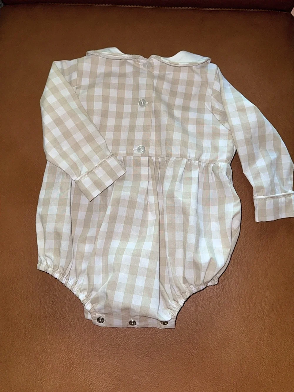 NWOT Stitchy Fish Noah’s Ark Smocked Safari Bubble Gingham Long Sleeve Size: 3M